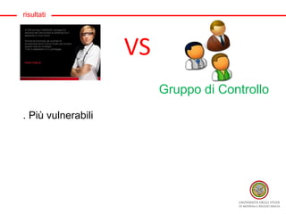 risultati
VS
. Più vulnerabili
Gruppo di Controllo
 