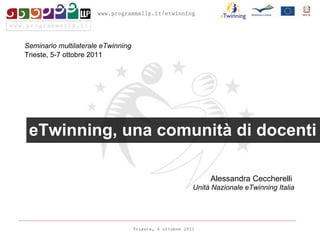 Alessandra Ceccherelli  Unità Nazionale eTwinning Italia eTwinning, una comunità di docenti Seminario multilaterale eTwinning Trieste, 5-7 ottobre 2011 