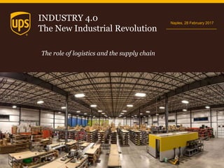 INDUSTRY 4.0
The New Industrial Revolution
Naples, 28 February 2017
The role of logistics and the supply chain
 