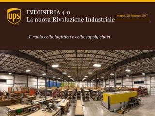 INDUSTRIA 4.0
La nuova Rivoluzione Industriale
Napoli, 28 febbraio 2017
Il ruolo della logistica e della supply chain
 
