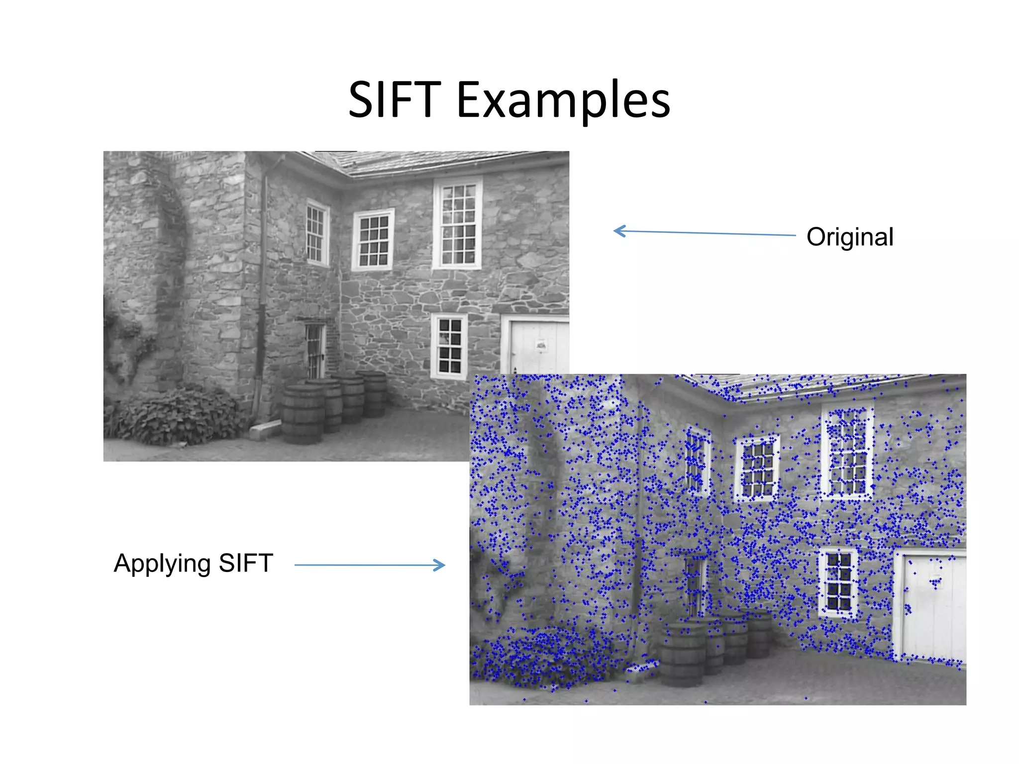 SIFT	
  Examples	
  
Original
Applying SIFT
 