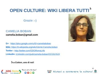 61 
OPEN CULTURE: WIKI LIBERA TUTTI 
 