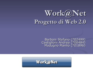 [email_address] Progetto di Web 2.0 Barboni Stefano (702499) Castiglioni Andrea (700484) Modugno Manlio (701896) 