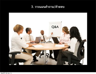 3. ÇวÒา§งáแ¼ผ¹น¤คÓำ¶ถÒาÁม/¤คÓำµตÍอºบ



                                                Q&A




วันศุกร์ท่ี 7 ธันวาคม 12
 