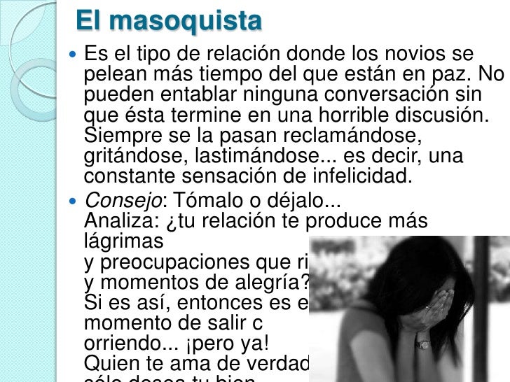 SIGNIFICADO DE MASOQUISTA EN EL AMOR Amor en Poco Tiempo