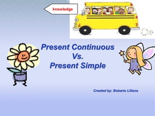 Present Continuous
Vs.
Present Simple
Created by: Bobariu Liliana
knowledgknowledge
 