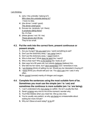 Present continuous and present simple unit 3 4 | DOCX