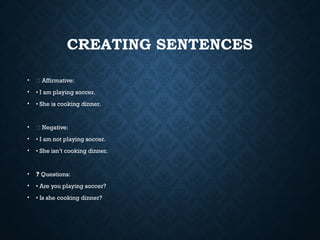 Present Continuous Presentation (conceito e exemplos) | PPTX