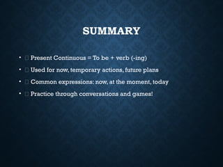 Present Continuous Presentation (conceito e exemplos) | PPTX