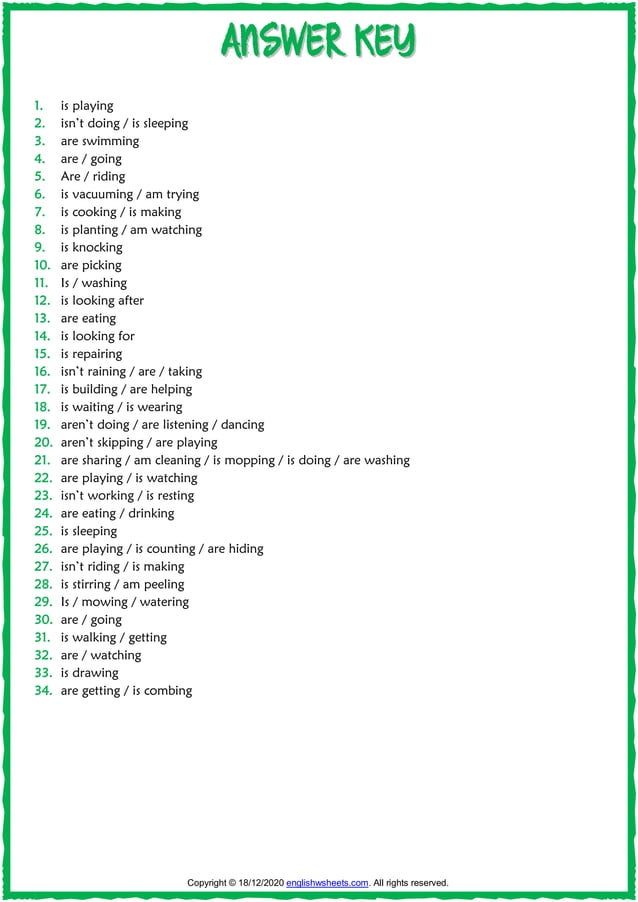 present continuous tense esl printable gap fill exercise worksheet (1 ...
