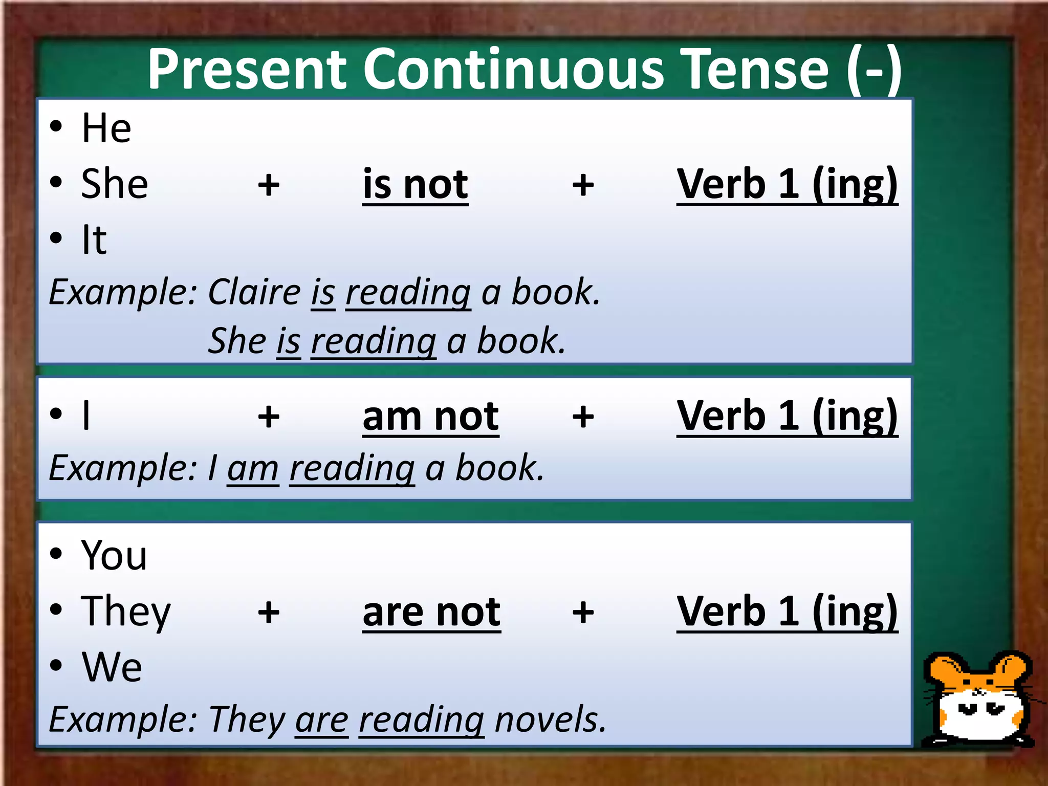 Present Continuous Negative Form Examples Present continuous tense negative statement | PPTX