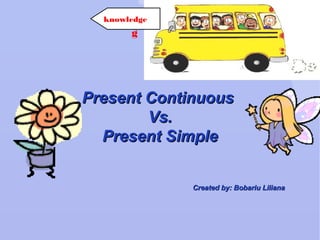 Present ContinuousPresent Continuous
Vs.Vs.
Present SimplePresent Simple
Created by: Bobariu LilianaCreated by: Bobariu Liliana
knowled
g
knowledge
 