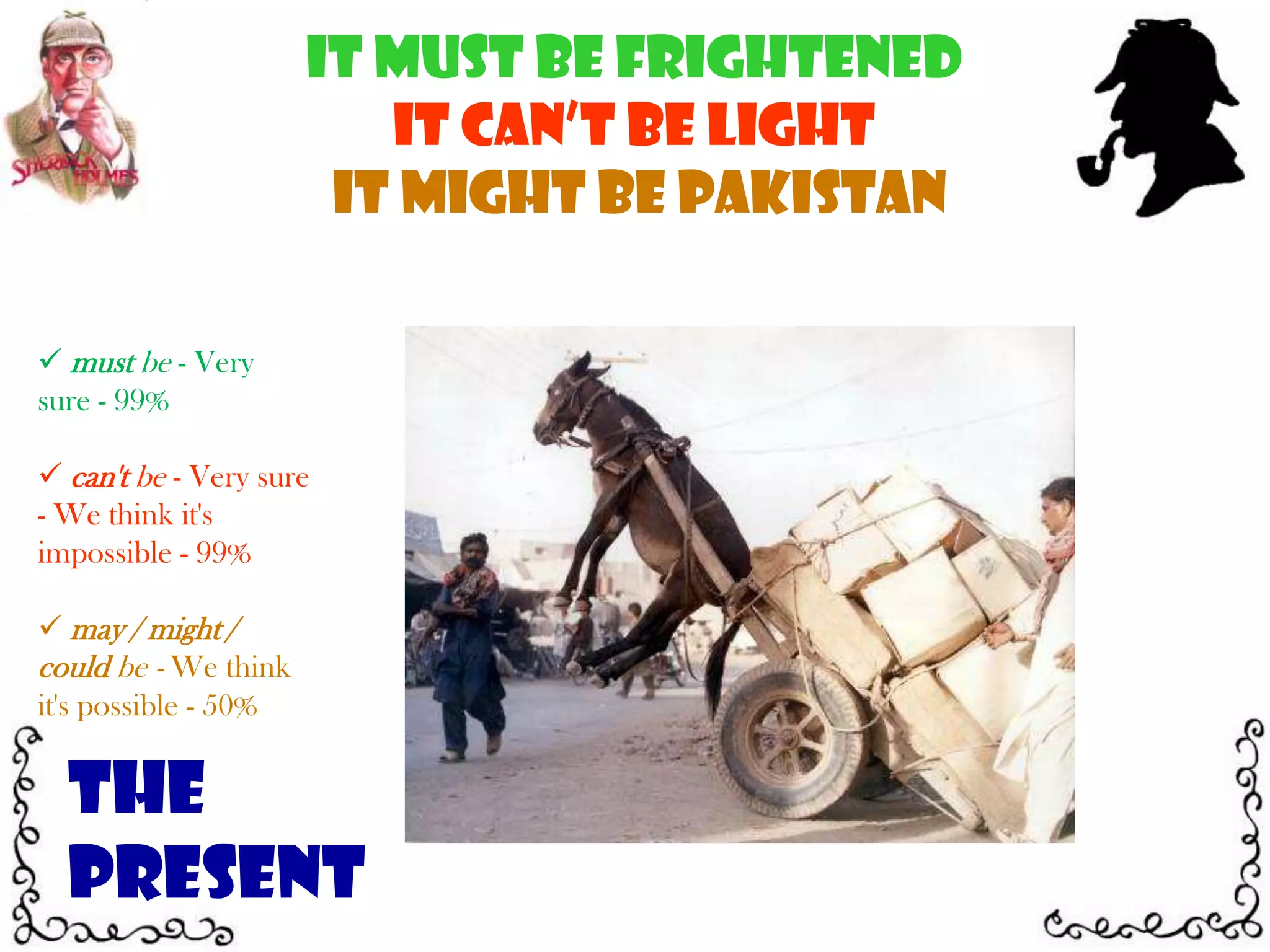 He may / might / could be famous. We think it's possible - 50%The Present