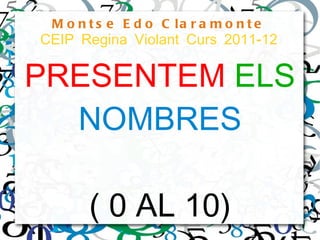 Montse Edo Claramonte CEIP Regina Violant Curs 2011-12 PRESENTEM   ELS   NOMBRES ( 0 AL 10) 