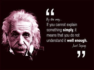 If you cannot explain
something simply, it
means that you do not
understand it well enough.
“By the way...
Just Saying.
 