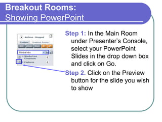 Breakout Rooms:Automatic DistributionClick on AutomaticSelect the number of breakout rooms you wish to use, this will automatically move the students.Click on the MOVE button.