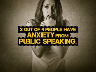3 OUT OF 4 people have
puBlic speaking.
fromAnxiety
 