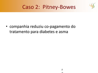 Caso 2: Pitney-Bowes


• companhia reduziu co-pagamento do
  tratamento para diabetes e asma




                            F
 