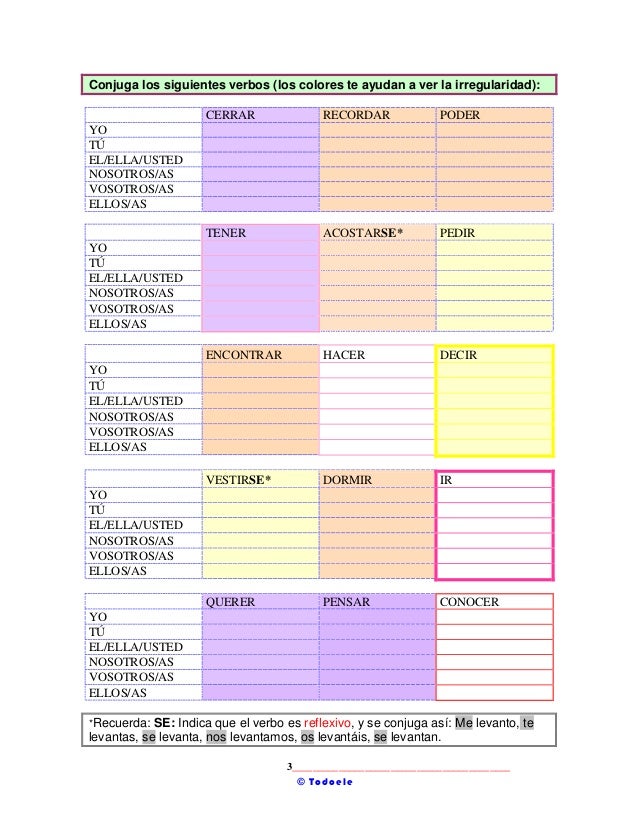 Presente verbos irregulares