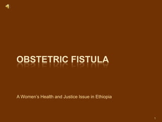 Obstetric fistula A Women’s Health and Justice Issue in Ethiopia 1 