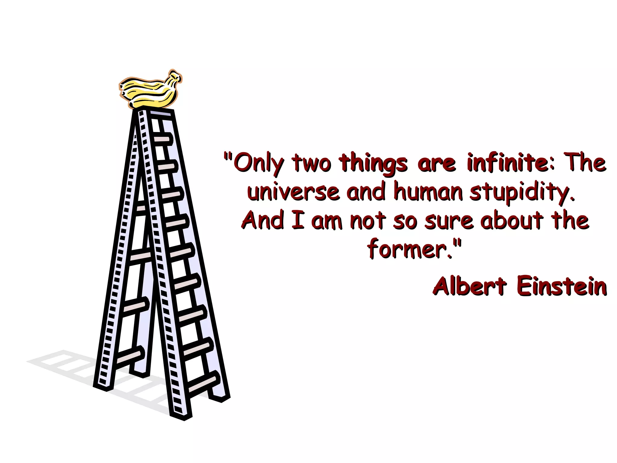 "Only two"Only two things are infinitethings are infinite: The: The
universe and human stupidity.universe and human stupidity.
And I am not so sure about theAnd I am not so sure about the
former."former."
Albert EinsteinAlbert Einstein
 