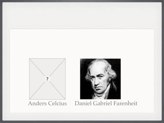 Anders Celcius   Daniel Gabriel Farenheit
 