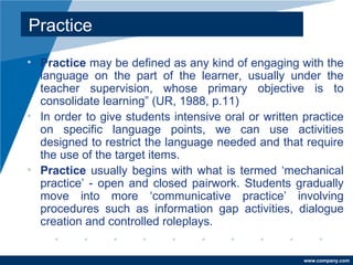 Presenting And Practising Language | PPT
