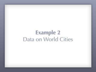 Example 2
Data on World Cities
 
