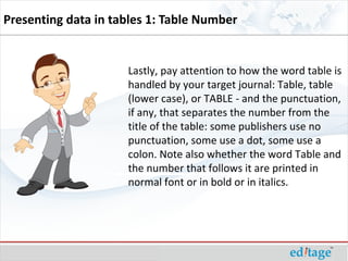 Presenting data in tables 1 table number | PPT