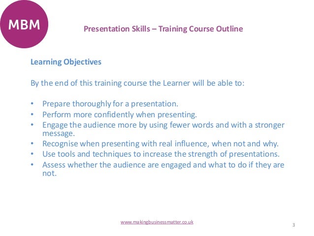 presentation skills course outline