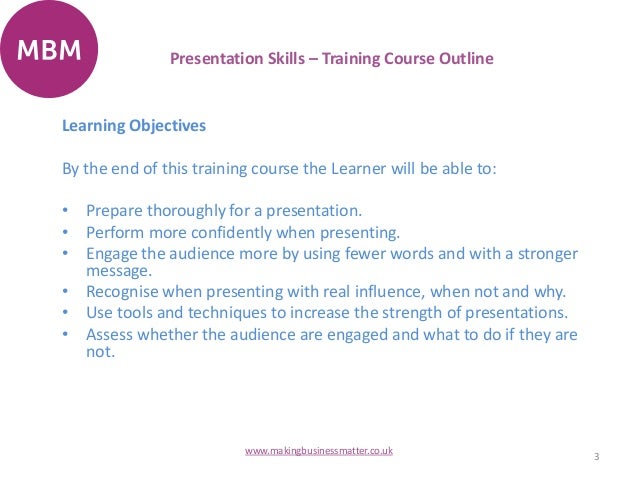 presentation skills training course outline