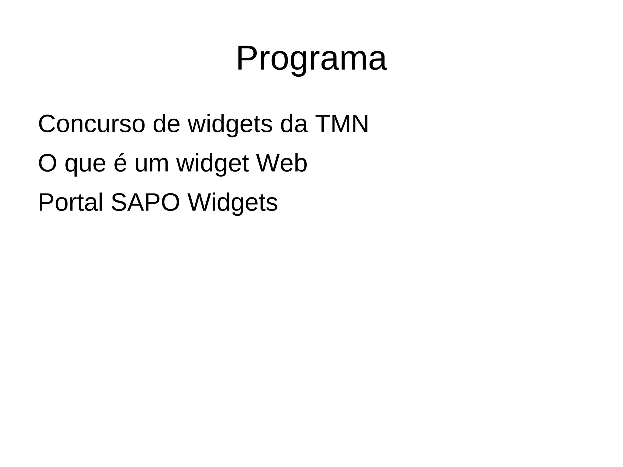 Programa Concurso de widgets da TMN 