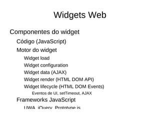 Portlet, fragmento para composição de “portais empresariais”: Código gerado no servidor, especificações abertas, repositórios de widget 