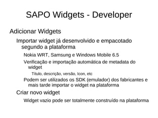 Widgets Web Componentes do widget Documento (XHTML, HTML4, HTML5) 