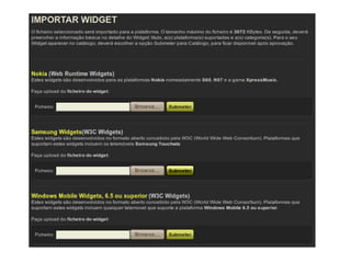 Widgets Web Componentes do widget Estilos (CSS2, CSS3) 