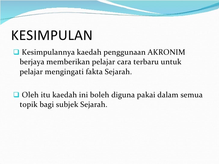 Kajian Tindakan Penggunaan Akronim Untuk Meningkatkan Pengingatan F