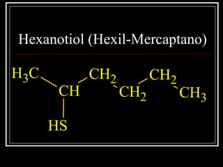 Hexanotiol (Hexil-Mercaptano)
CH3
CH
CH2
CH2
CH2
CH3
SH
 