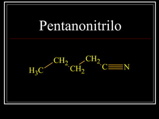 Pentanonitrilo
CH3
CH2
CH2
CH2
C N
 