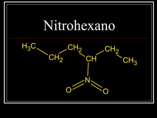 Nitrohexano
CH3
CH2
CH2
CH
CH2
CH3
N
O O
 