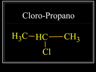 Cloro-Propano
CH3 CH CH3
Cl
 
