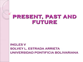 PRESENT, PAST AND FUTURE INGLES V SOLVEY L. ESTRADA ARRIETA UNIVERSIDAD PONTIFICIA BOLIVARIANA 