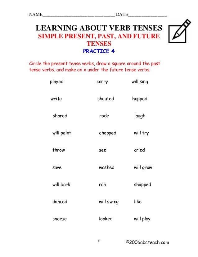 Present Past Future Verbs