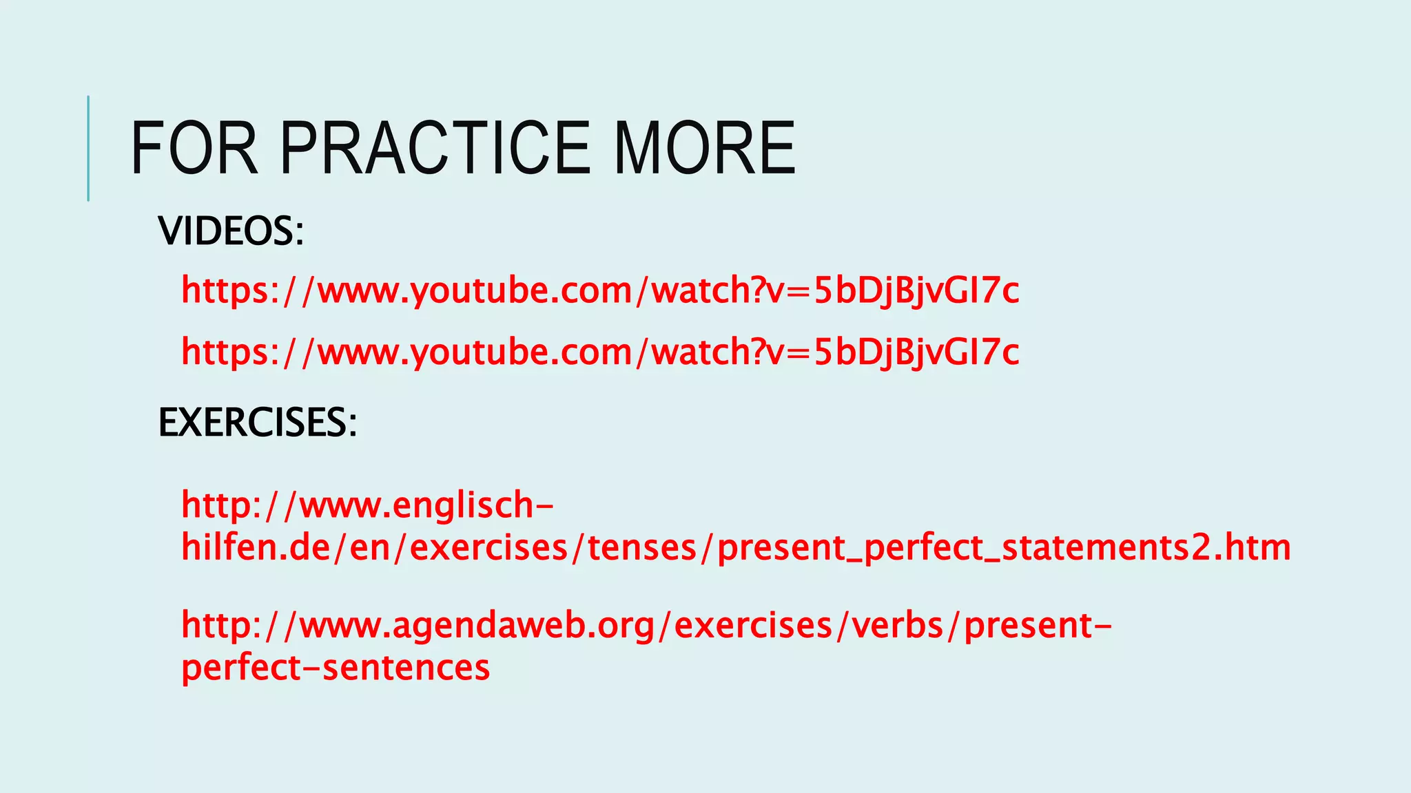 Present Perfect PPTX Present Perfect PPTX