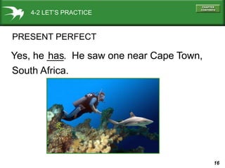 16
Yes, he ___. He saw one near Cape Town,
4-2 LET’S PRACTICE
PRESENT PERFECT
has
South Africa.
 
