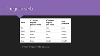 Irregular verbs
For more irregular verbs go HERE!
 