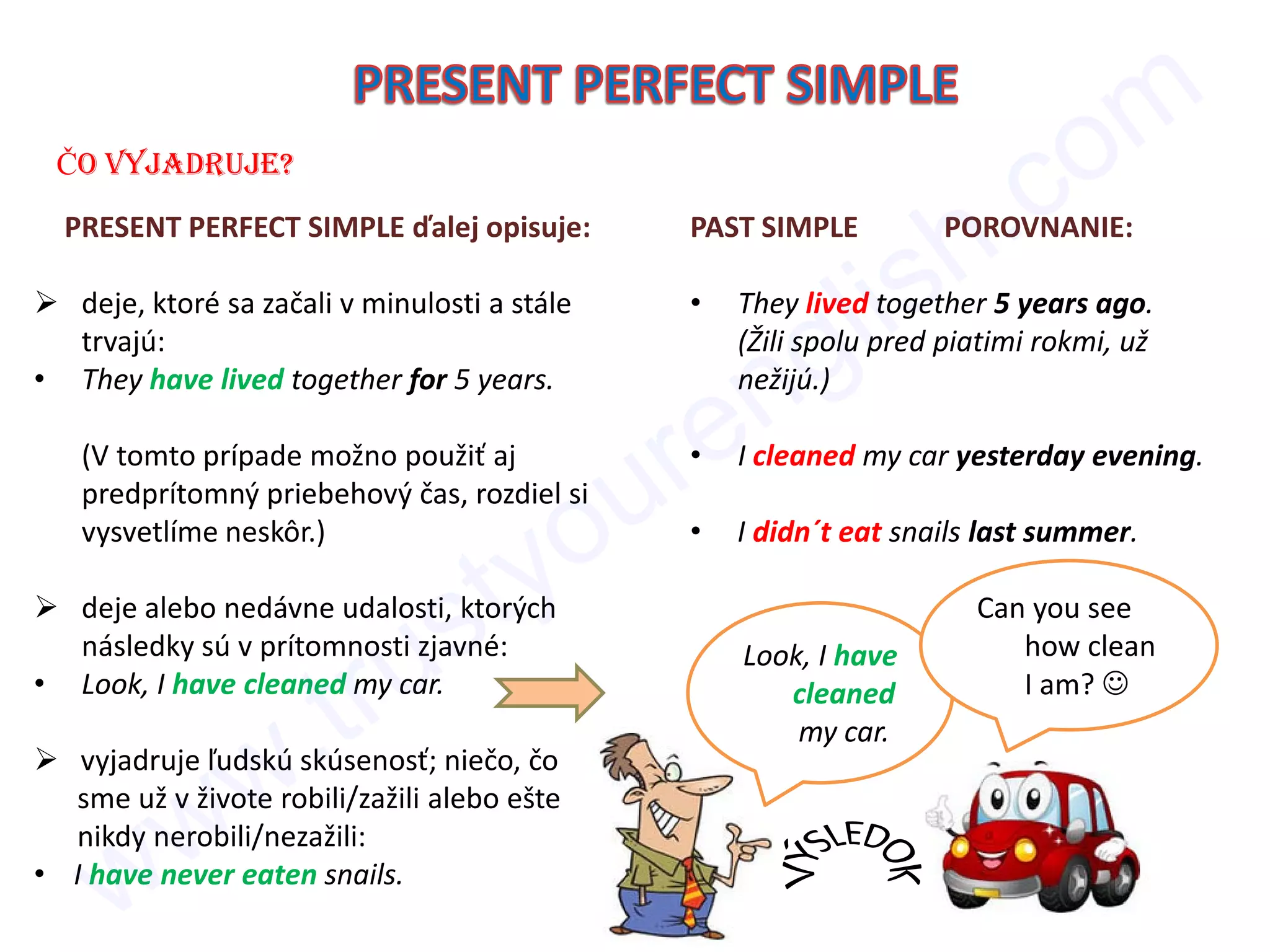 Simple Pred Present perfect tenses (Predprítomné časy) | PDF