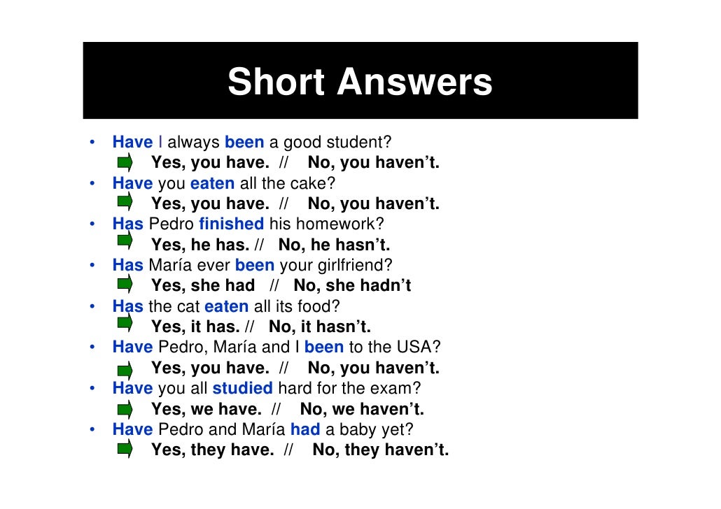 Present Perfect Simple Forms