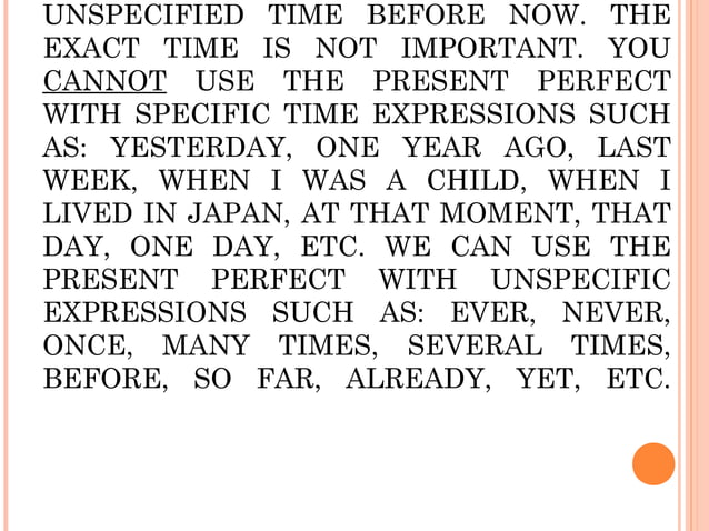 Present Perfect Slides Ppt