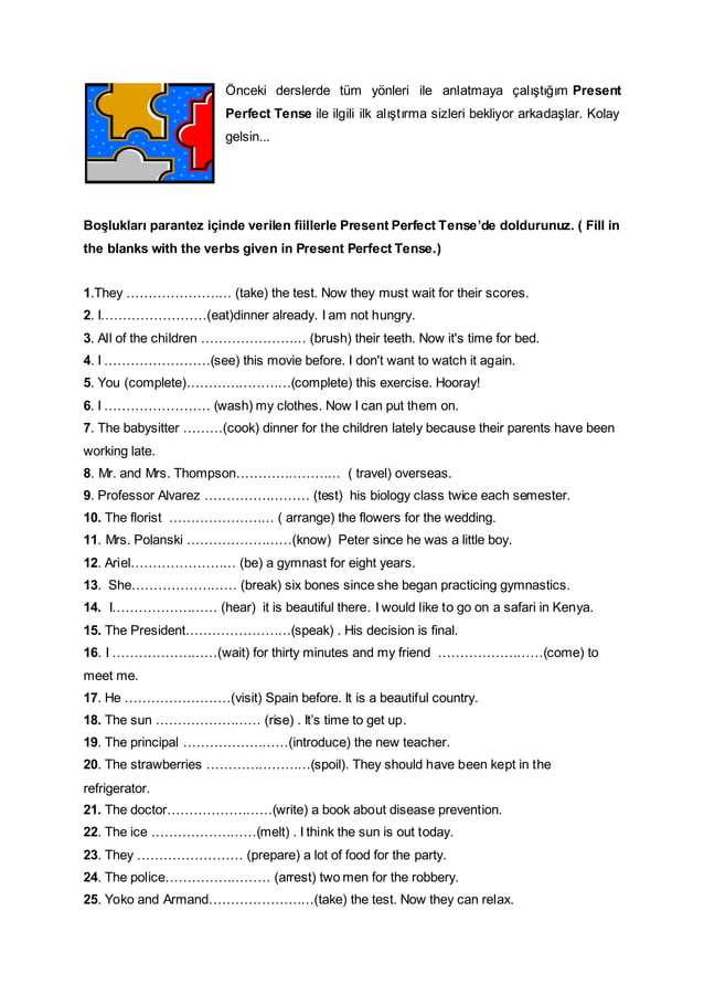 Present perfect tense exercises | PDF | Gymnastics | Sports