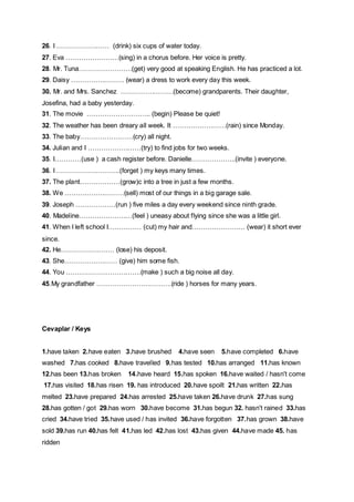 Present perfect tense exercises | PDF